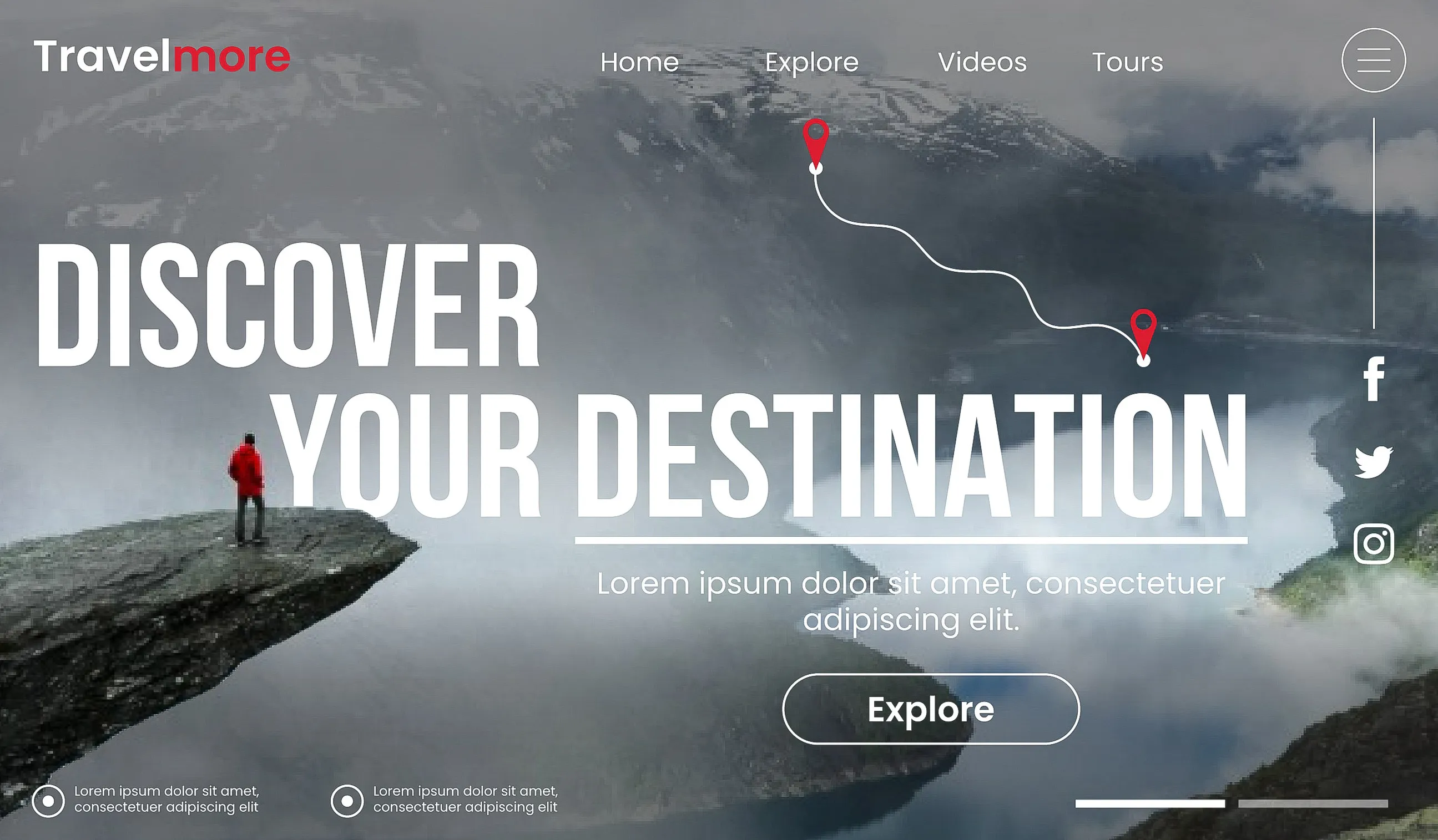 tour and travel agency website design with packages list
